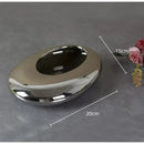 GobekUsa Silver Cobblestone Ceramic Vase Geometric Oval Flower Pot Home Decor