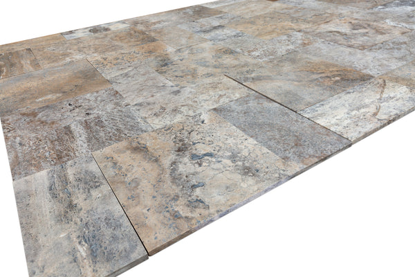 Silver Mini Pattern Set Travertine Floor Tile - Natural Finish, photo 2 of 2