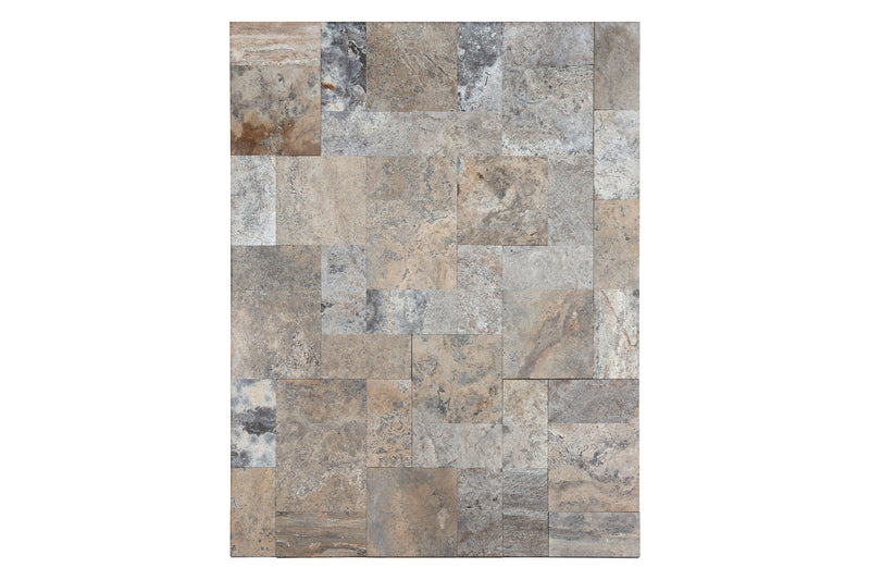 Silver Mini Pattern Set Travertine Tile