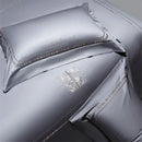 GobekUsa Cotton Satin Jacquard Embroidery Bedding Set with Elastic Sheet & Duvet Cover
