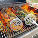 Silver cylindrical mesh grilling basket kitchen bbq tool by Decorbites