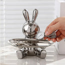 GobekUsa Astronaut Rabbit Resin Tray: Home Office Desktop Decor & Storage