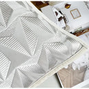 GobekUsa Conical Geometric Embroidery Cut Velvet Pillow Cover Silver Luxe Square Cushion
