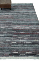 Silver, Gray, Charcoal, and Maroon Modern Abstract Dari 5x8 Pet yarn Area Rug