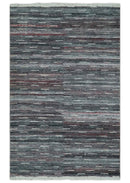 Silver, Gray, Charcoal, and Maroon Modern Abstract Dari 5x8 Pet yarn Area Rug