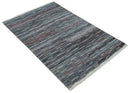 Silver, Gray, Charcoal, and Maroon Modern Abstract Dari 5x8 Pet yarn Area Rug