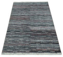 Silver, Gray, Charcoal, and Maroon Modern Abstract Dari 5x8 Pet yarn Area Rug
