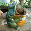 GobekUsa Frog Sculpture Storage Box: Silver Green Desk Ornament & Home Decoration