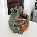 GobekUsa Frog Sculpture Storage Box: Silver Green Desk Ornament & Home Decoration