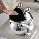 GobekUsa Frog Sculpture Storage Box: Silver Green Desk Ornament & Home Decoration