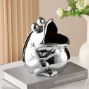GobekUsa Frog Sculpture Storage Box: Silver Green Desk Ornament & Home Decoration