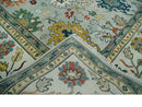 Silver, Ivory and Beige vibrant Colorful Hand knotted 8x10 and 9x12 Traditional Oushak wool Rug