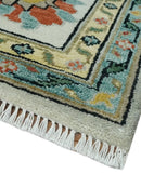Silver, Ivory and Beige vibrant Colorful Hand knotted 8x10 and 9x12 Traditional Oushak wool Rug by The Rug Decor