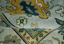 Silver, Ivory and Beige vibrant Colorful Hand knotted 8x10 and 9x12 Traditional Oushak wool Rug by The Rug Decor