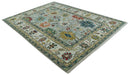 Silver, Ivory and Beige vibrant Colorful Hand knotted 8x10 and 9x12 Traditional Oushak wool Rug by The Rug Decor
