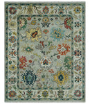 Silver, Ivory and Beige vibrant Colorful Hand knotted 8x10 and 9x12 Traditional Oushak wool Rug by The Rug Decor