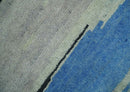 Silver, Ivory, Blue and charcoal Modern Abstract Hand loom 4x6 wool area Rug