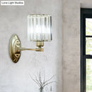 GobekUsa Silver Modern Cylinder Crystal Wall Light Fixture for Living Room - 1/2 Lights Sconce