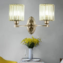 GobekUsa Silver Modern Cylinder Crystal Wall Light Fixture for Living Room - 1/2 Lights Sconce