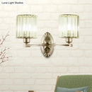 GobekUsa Silver Modern Cylinder Crystal Wall Light Fixture for Living Room - 1/2 Lights Sconce