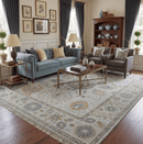 Wool Area Rug Silver Olive Gray Herati Medallion Hand Knotted