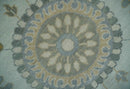 Wool Area Rug Silver Olive Gray Herati Medallion Hand Knotted