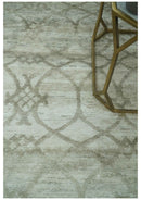 Silver, Olive and Gray Traditional Ikat Design 6x9 Hand loom Bamboo Silk Area Rug