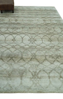Silver, Olive and Gray Traditional Ikat Design 6x9 Hand loom Bamboo Silk Area Rug