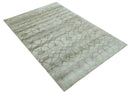 Silver, Olive and Gray Traditional Ikat Design 6x9 Hand loom Bamboo Silk Area Rug