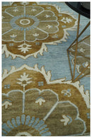 Silver, Olive and Ivory Traditional Medallion Large Floral Design Hand knotted 9x12 wool Rug by The Rug Decor