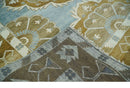 Silver, Olive and Ivory Traditional Medallion Large Floral Design Hand knotted 9x12 wool Rug by The Rug Decor