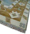 Silver, Olive and Ivory Traditional Medallion Large Floral Design Hand knotted 9x12 wool Rug by The Rug Decor