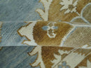 Silver, Olive and Ivory Traditional Medallion Large Floral Design Hand knotted 9x12 wool Rug by The Rug Decor