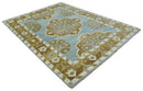 Silver, Olive and Ivory Traditional Medallion Large Floral Design Hand knotted 9x12 wool Rug by The Rug Decor