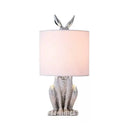 GobekUsa Rabbit Nightstand Lamp - Decorative Resin Bedside Table Light with Fabric Shade