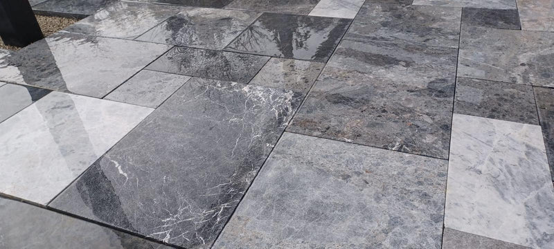 Silver Shadow Tumbled Marble Pavers