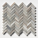 Silver Sky Honed Herringbone Marble Mosaics 10 7/16x12 13/16