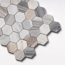 Silver Sky Honed Hexagon 2 Marble Mosaics 10 3/8x12