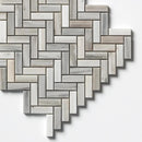 Silver Sky Polished Herringbone 5/8x2 Marble Mosaics 12 1/8x13 3/8