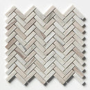 Silver Sky Polished Herringbone 5/8x2 Marble Mosaics 12 1/8x13 3/8