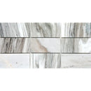 Silver Sky Polished Subway On Mesh 2 3/4x5 1/2 Marble Mosaics 8 7/16x16 11/16