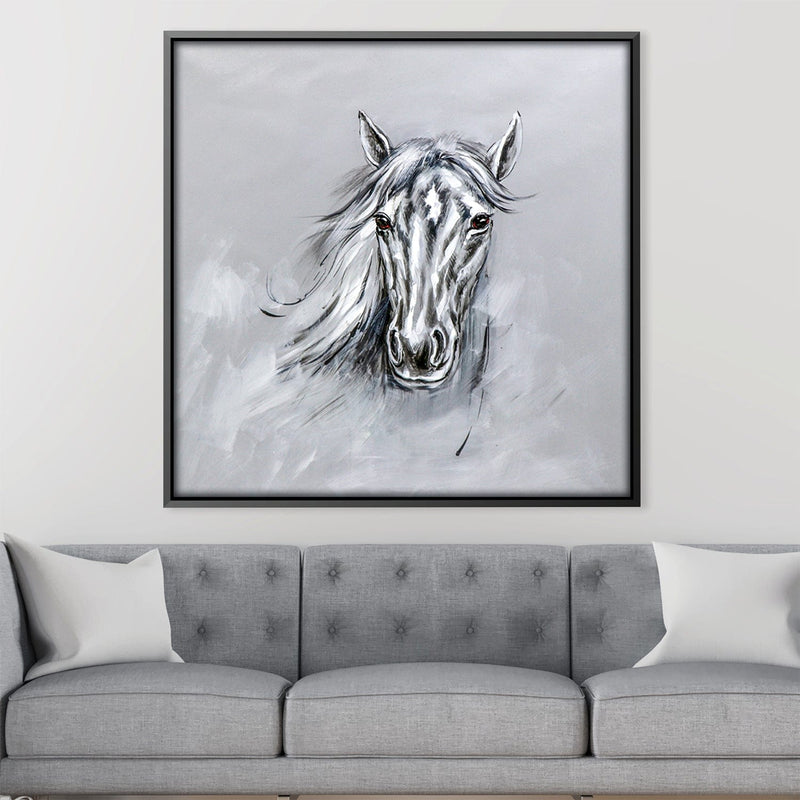 Silver Stallion Oil Painting