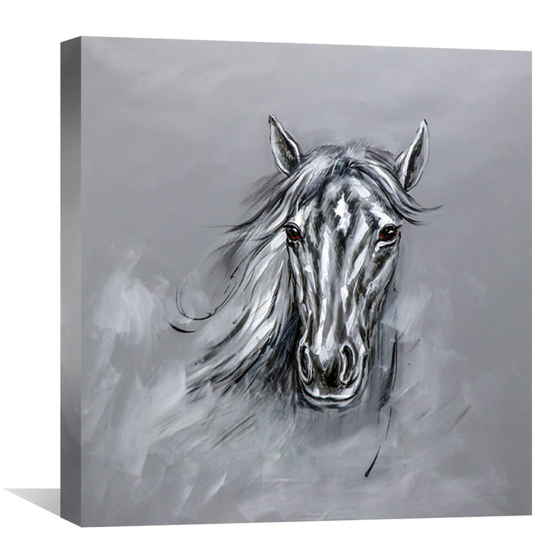 Silver Stallion Oil Painting