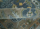 Silver, Teal and Taupe Hand knotted Traditional Heriz Serapi 9x12 Wool Area Rug by The Rug Decor