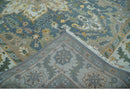 Silver, Teal and Taupe Hand knotted Traditional Heriz Serapi 9x12 Wool Area Rug by The Rug Decor