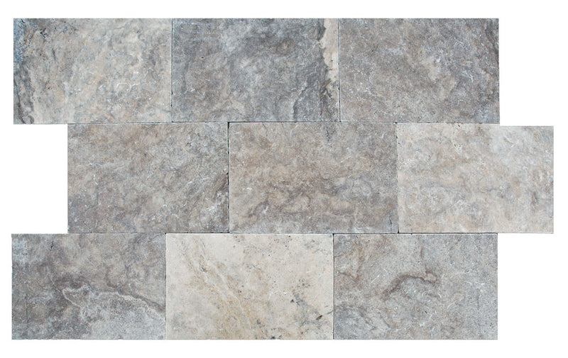 Silver Travertine Tumbled Pavers