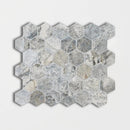 Silver Travertine Honed Filled Hexagon Travertine Mosaics 10 3/8x12