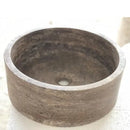 Handcrafted Silver Travertine Vessel Sink Polished Natural Stone Bathroom Basin 16 Inch