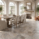 Silver Antique French Pattern Set Travertine Tile-Tumbled