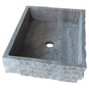 Grey Travertine Wall Mount Bathroom Sink Split Face 20x16